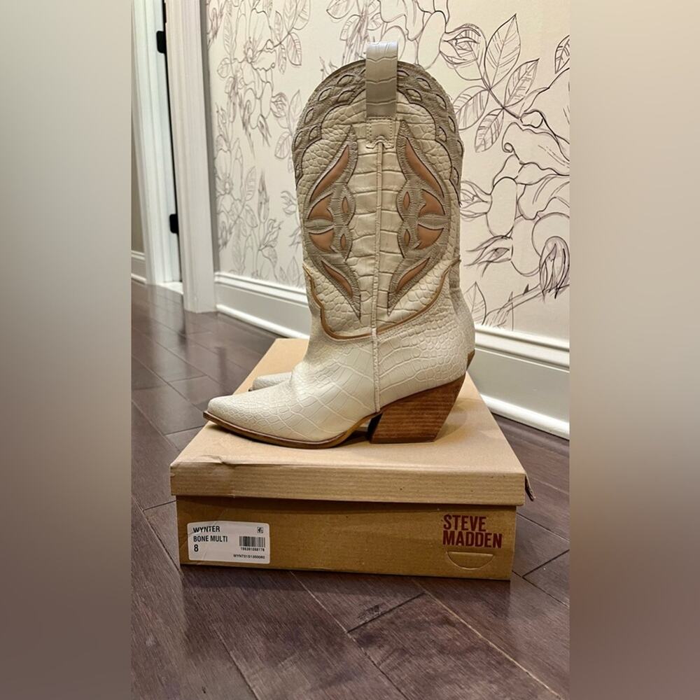 Steve Madden Wynter Boot Croc Embossed Leather Si… - image 2